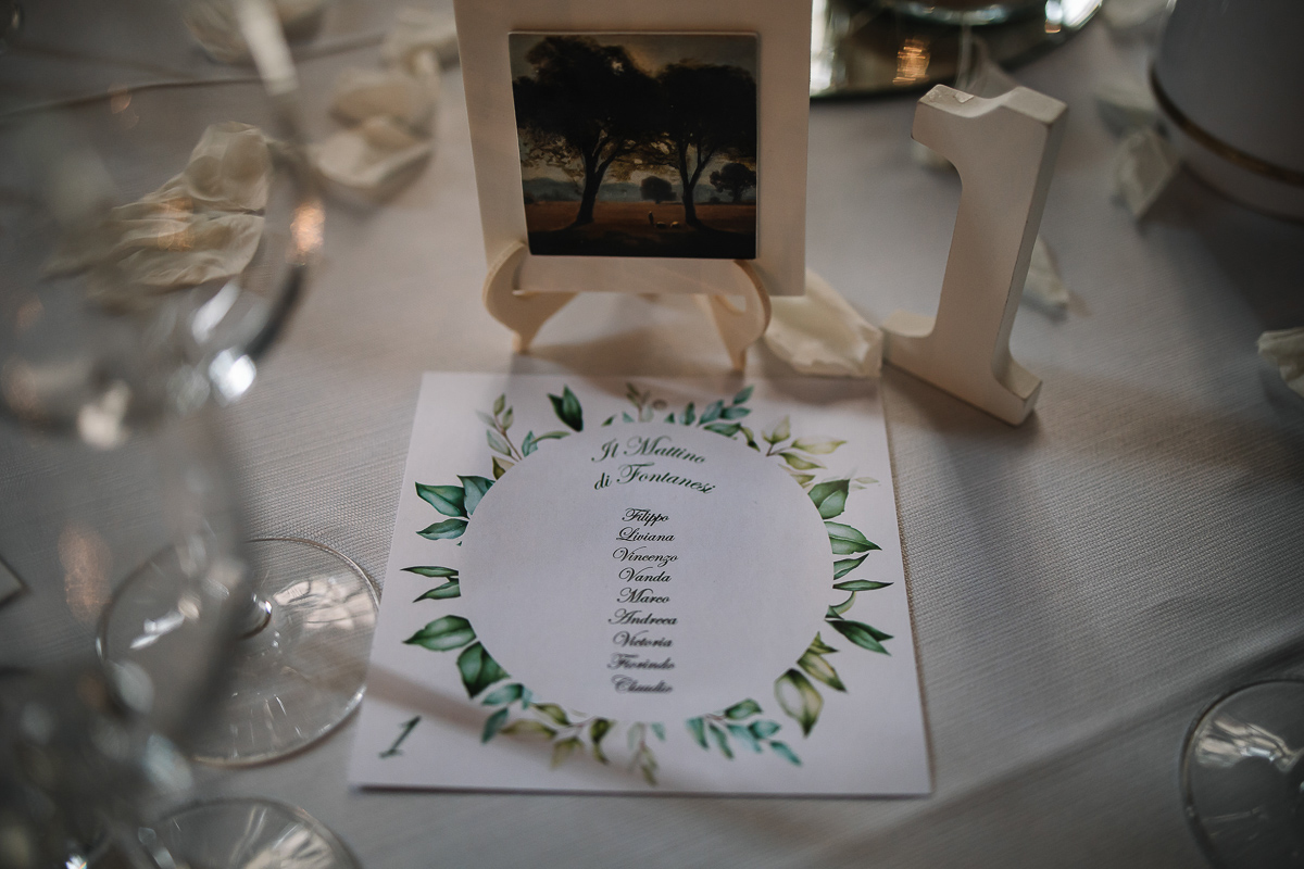 Matrimonio al Castello Canalis di Cumiana(TO). Sala. segnaposto