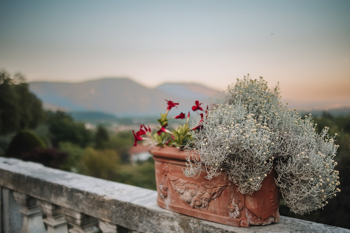 Matrimonio al Castello Canalis di Cumiana(TO). Aperitivo. vaso di fiori