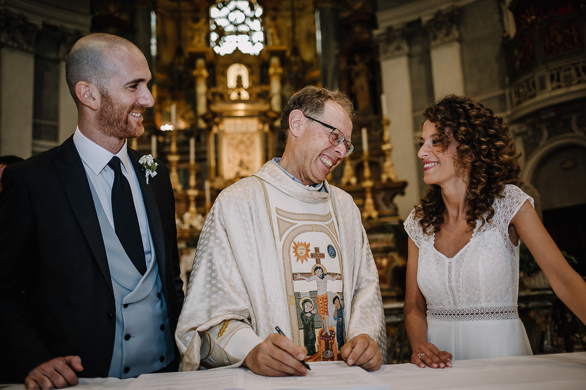 Matrimonio nella Chiesa Parrocchiale di Strambino. Firme.