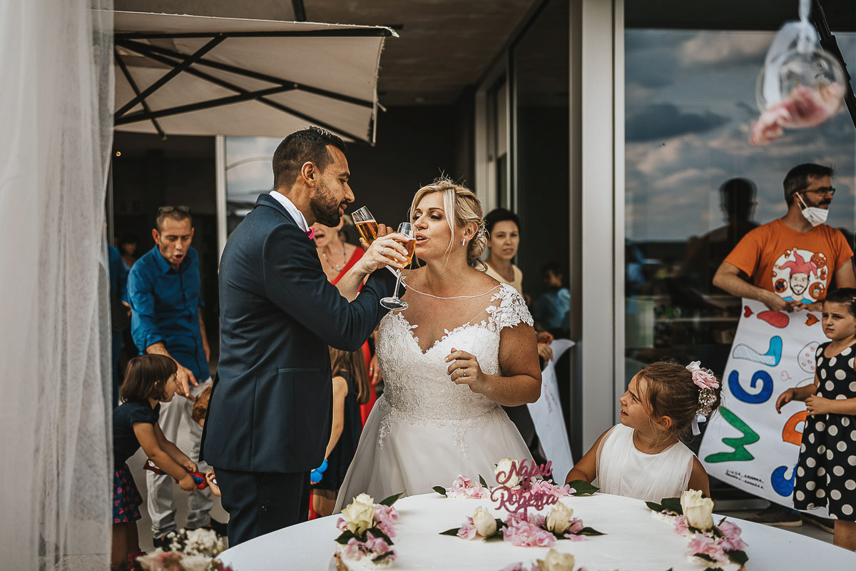 Casa Format, matrimonio italo-marocchino. Ricevimento. Taglio torta.