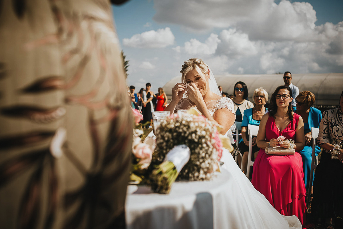 Casa Format, matrimonio italo-marocchino. Cerimonia. Sposa commossa.