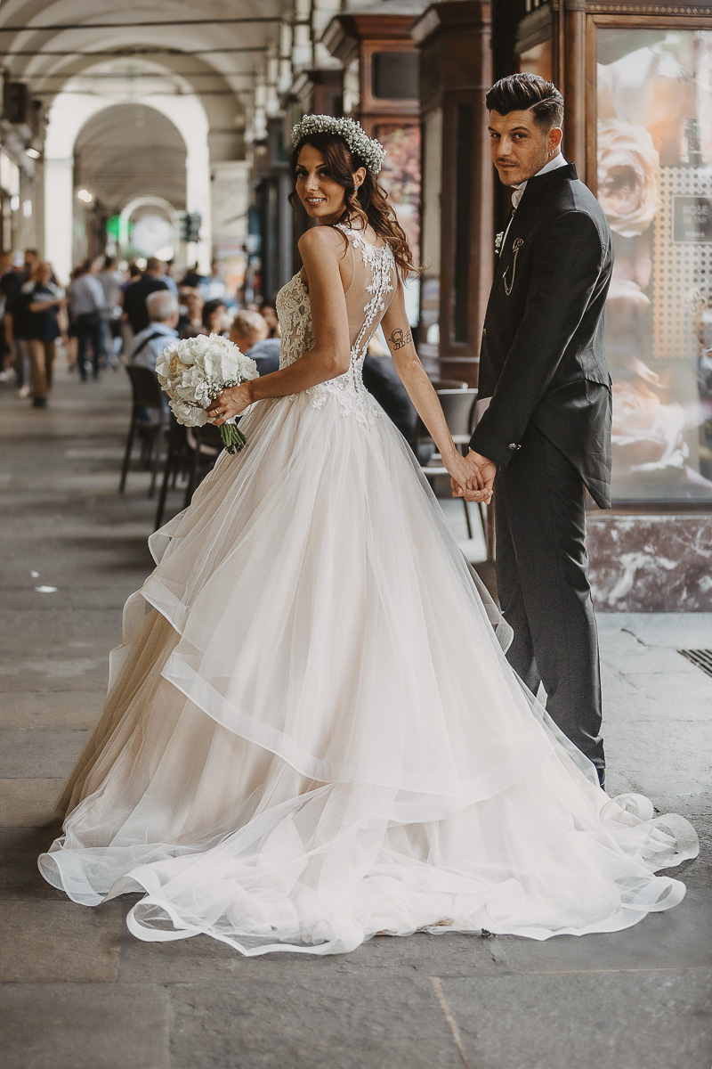 Matrimonio a Torino. Sessione di coppia in via Po