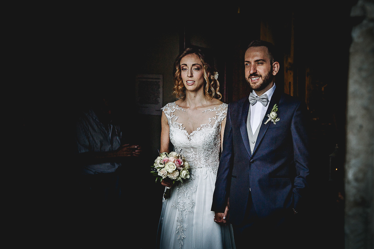 Matrimonio nella Chiesa della Madonna del Pilone a Torino. Cerimonia.Uscita degli sposi.