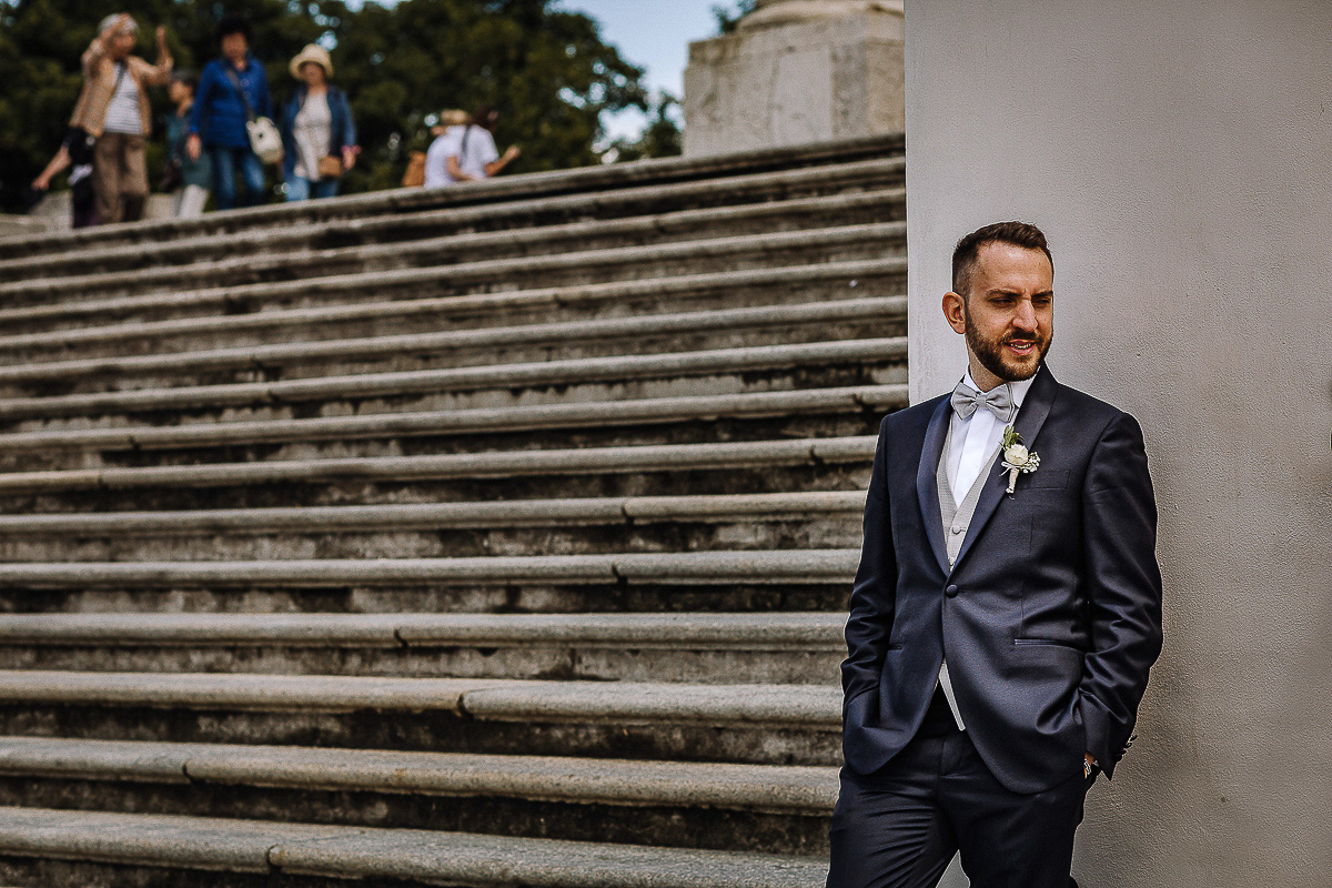 Matrimonio a Superga. Servizio di Coppia.Ritratto dello sposo
