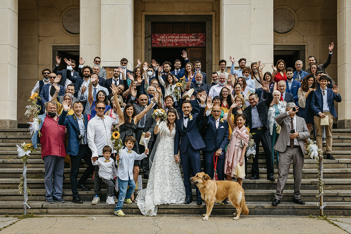 Matrimonio a Torino. Cerimonia nella chiesa Patrocinio San Giuseppe.Foto di gruppo.