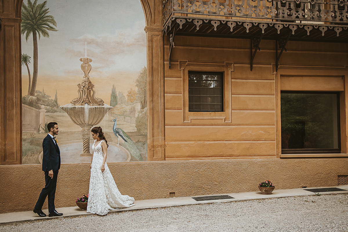 Tenuta Fontanfredda, Guidoristorante. Villa reale. Ritratto degli sposi davanti al Trompe l'eoeil