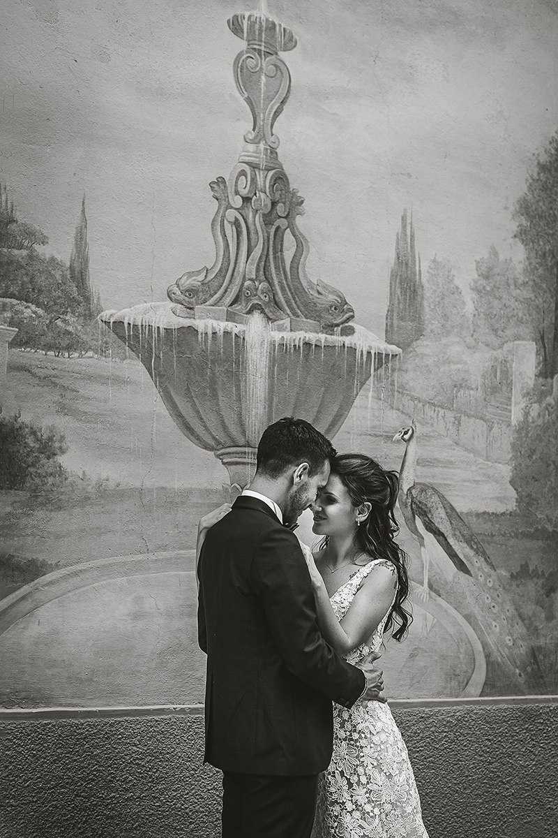 Tenuta Fontanfredda, Guidoristorante. Villa reale. Ritratto degli sposi davanti al Trompe l'eoeil