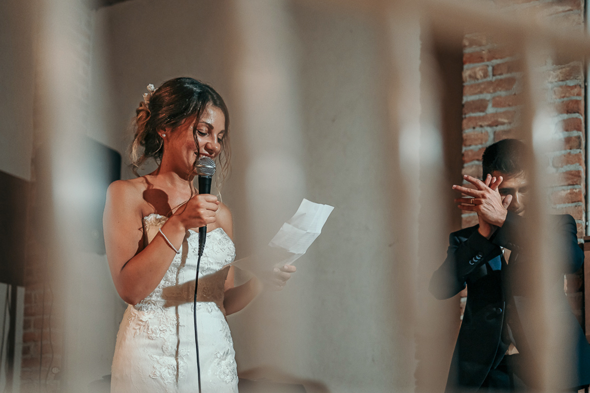 Matrimonio a Villa Fiorita ad Asti. Cena.Discorso della sposa