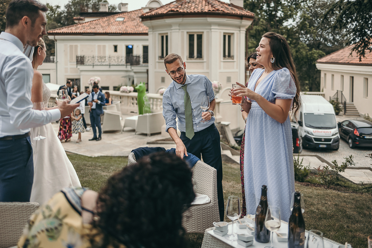 Villa Sassi matrimonio di Giulia e Nicolò. Aperitivo.