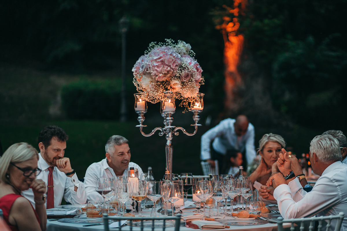 Villa Sassi matrimonio di Giulia e Nicolò. Cena.