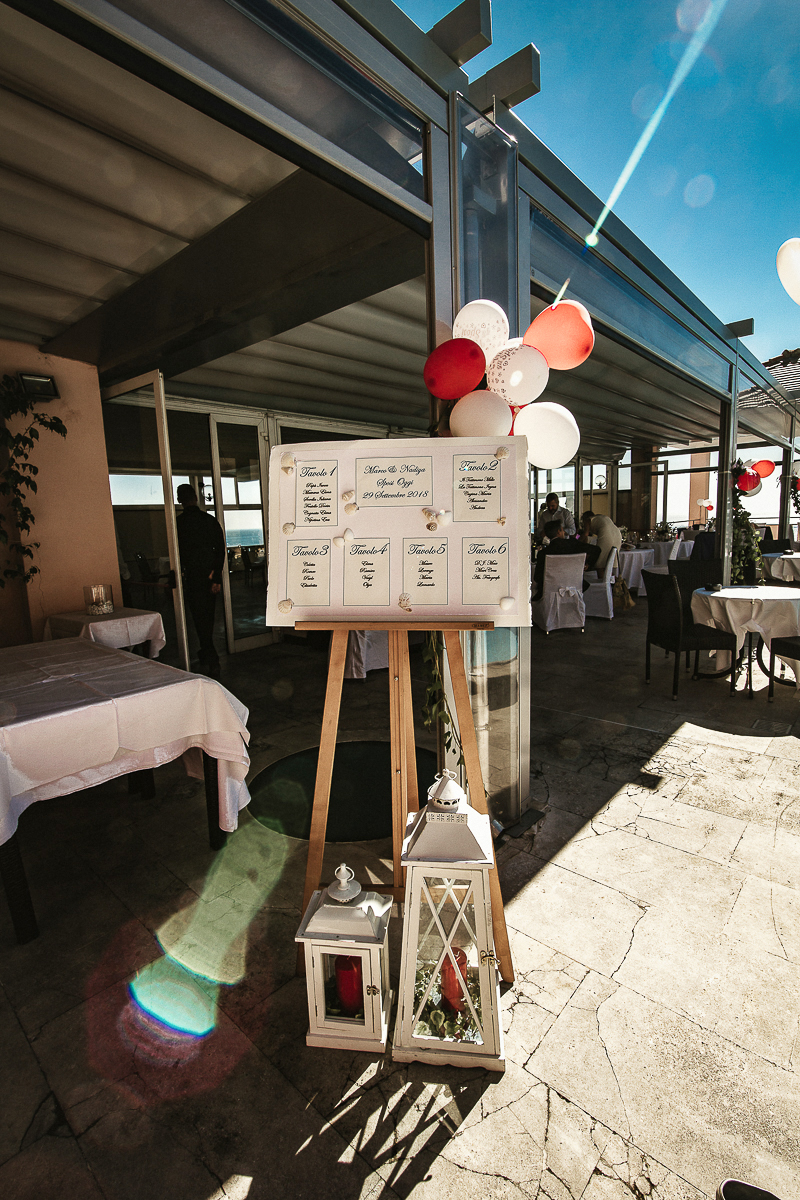 Destination wedding ad Arenzano (GE) presso l'Hotel Punta San Martino. Pranzo. Tableau de mariage
