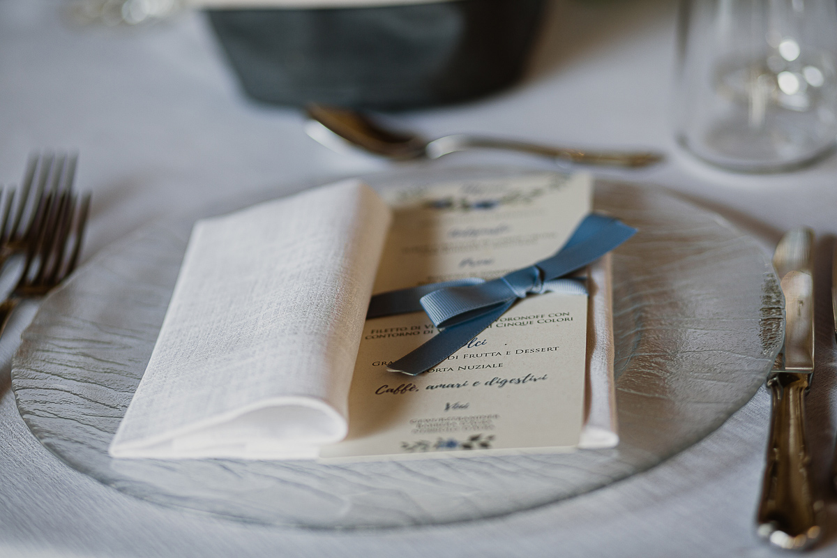 Tenuta La Michelina. Matrimonio di Alice e Raffaele. Ricevimento. Menu
