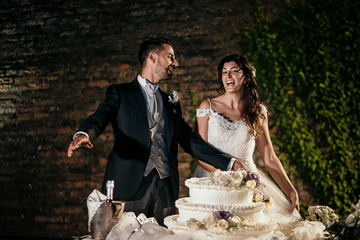 matrimonio al Castello di Oviglio. Festa. Taglio torta