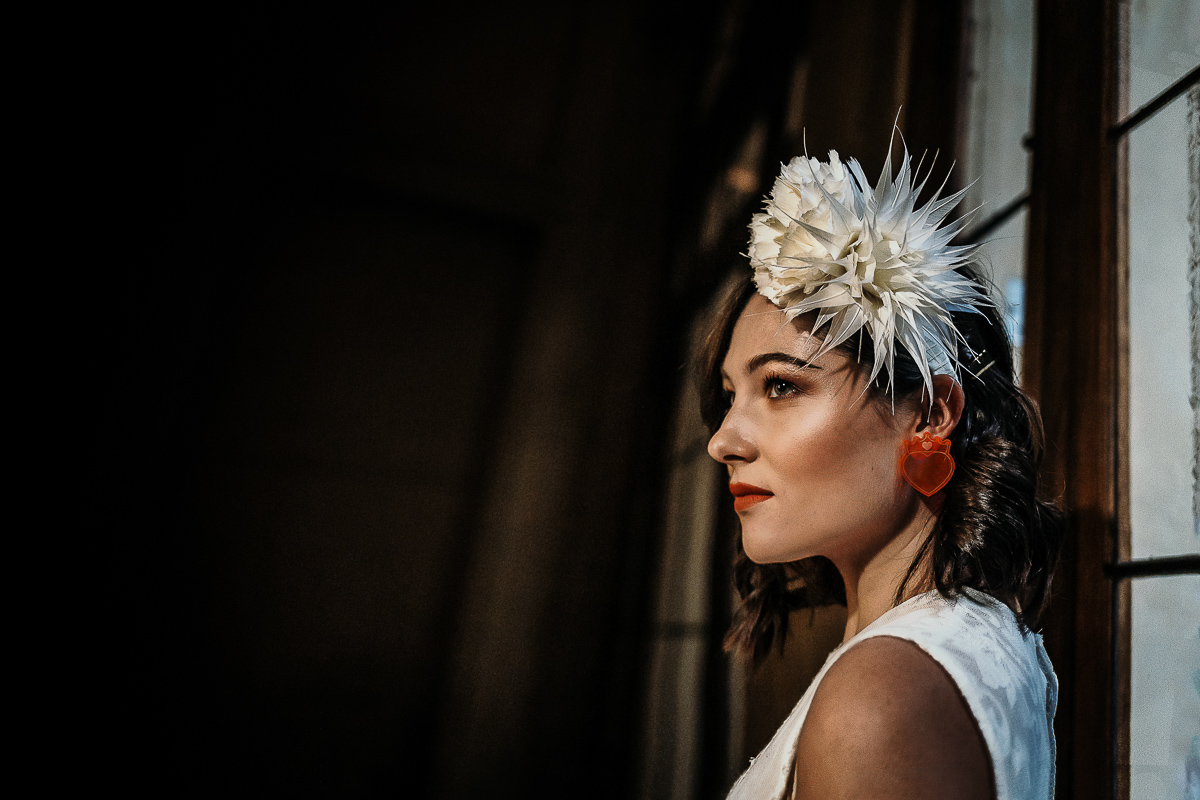 The number 6, Torino, editorial wedding. Ritratto della sposa