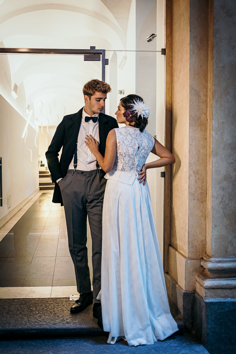 The number 6, Torino, editorial wedding. Ritratto degli sposi.