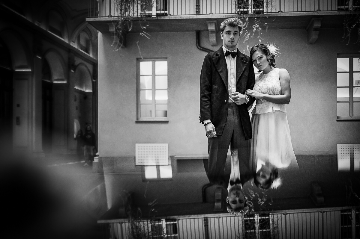 The number 6, Torino, editorial wedding. Ritratto degli sposi.