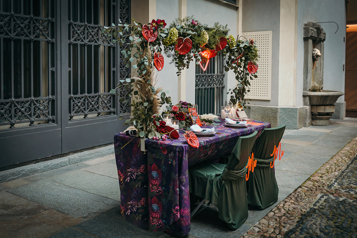 The number 6, Torino, editorial wedding. Tavolo degli sposi.