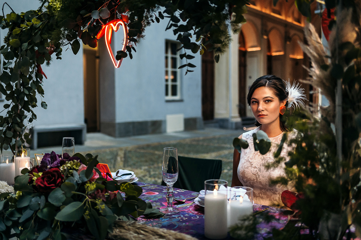 The number 6, Torino, editorial wedding. Sposa a tavola