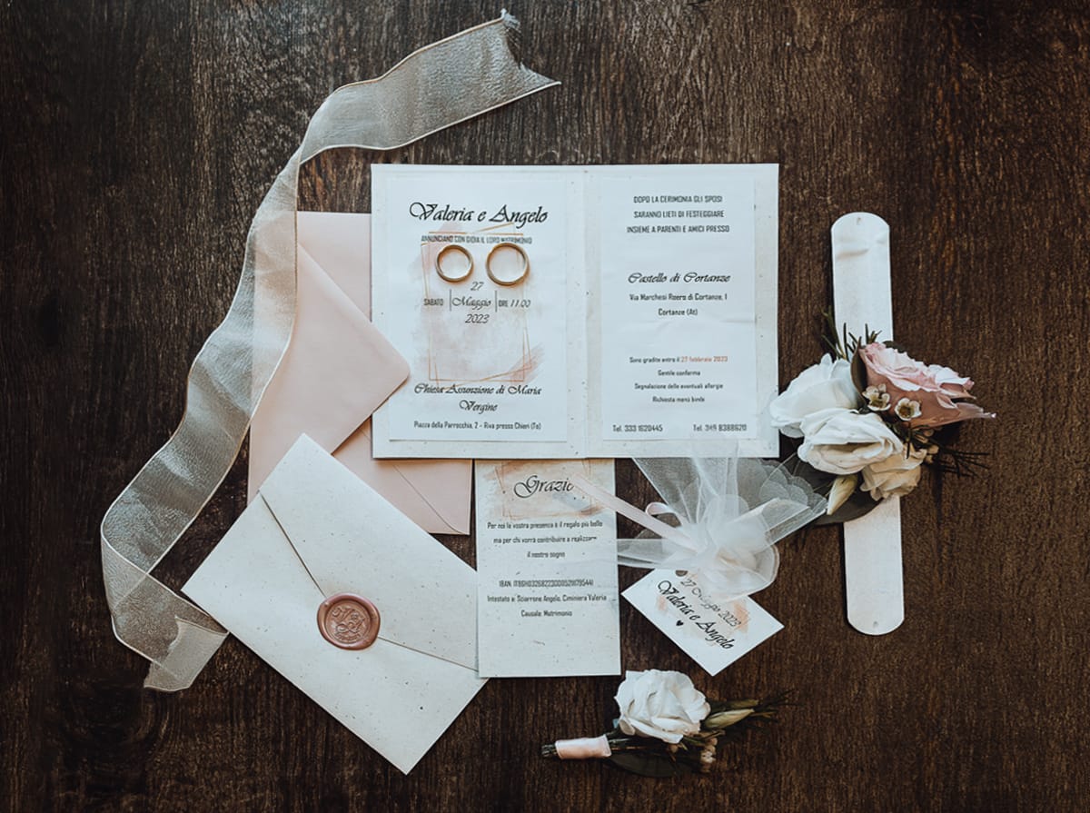 Matrimonio a Riva presso Chieri, preparazione della sposa. Stationery