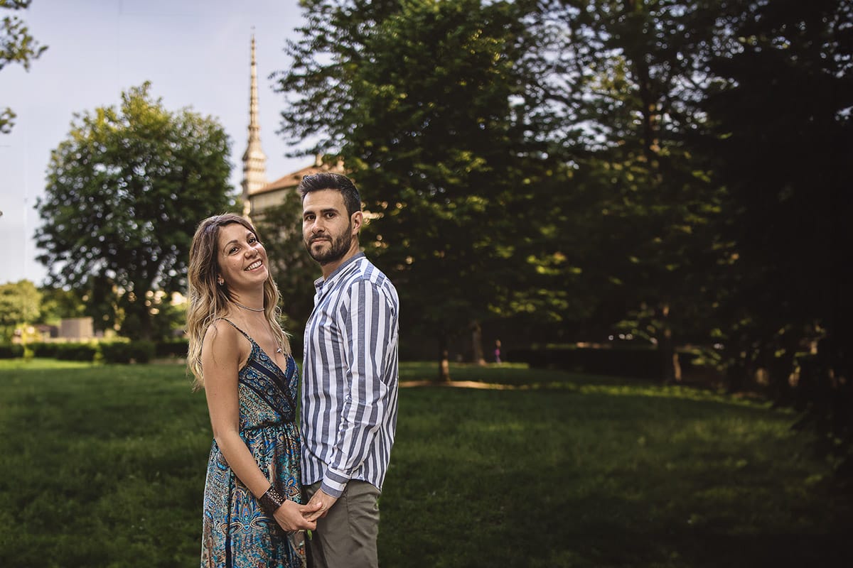 Prewedding nel centro di Torino nei giardini Reali