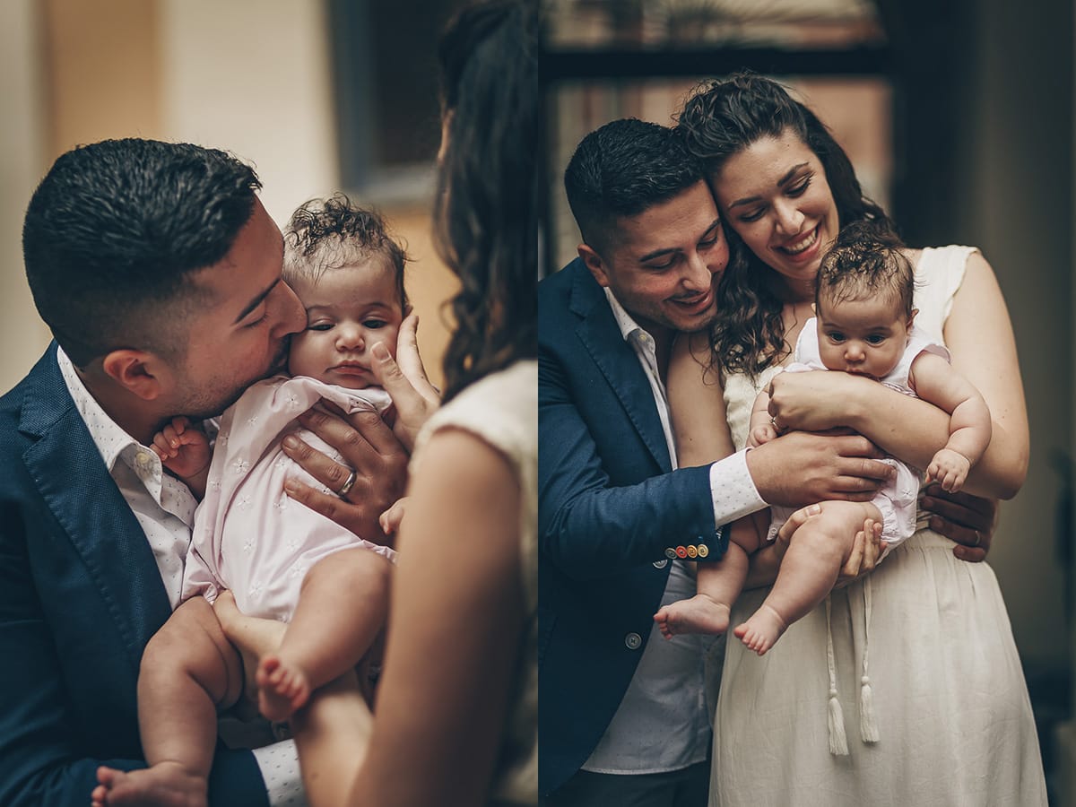 Shooting fotografico di famiglia nei toni del lilla. Ritratto di famiglia