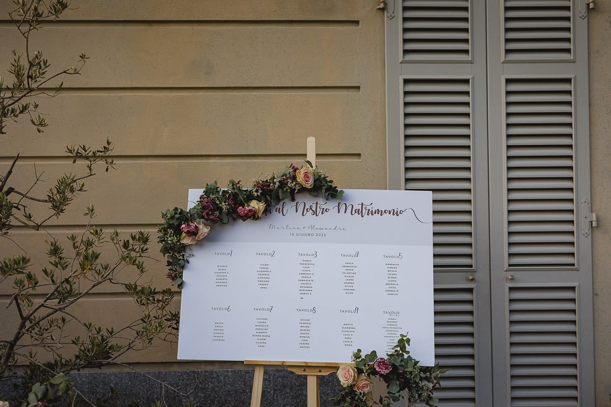 Matrimonio al ristorante albergo Ca' Vittoria di Tigliole d'Asti. Ricevimento. Tableau de mariage