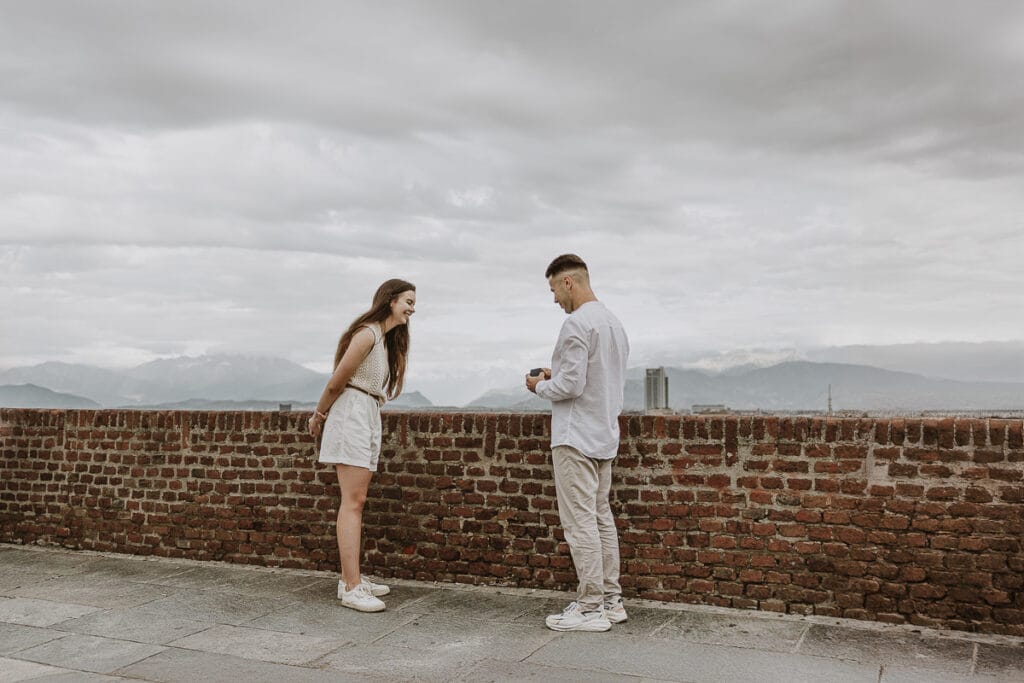 Proposta di matrimonio a Torino di Svajunaas ad Erika al Monte dei Cappuccini