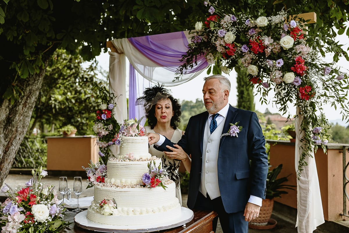 Fotografo matrimonio in Monferrato. Matrimonio di Serena e Fabrizio al Vecchio Castagno di Cocconato d'Asti. Taglio della torta.