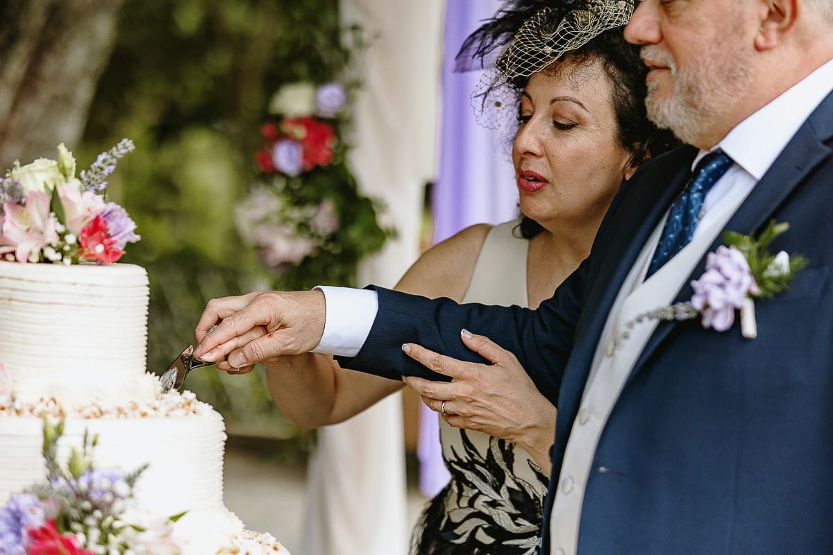 Fotografo matrimonio in Monferrato. Matrimonio di Serena e Fabrizio al Vecchio Castagno di Cocconato d'Asti. Taglio della torta.