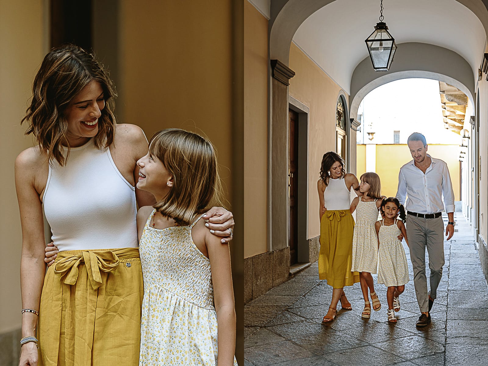 Fotografia di famiglia in vacanza a Torino: famiglia americana cammina