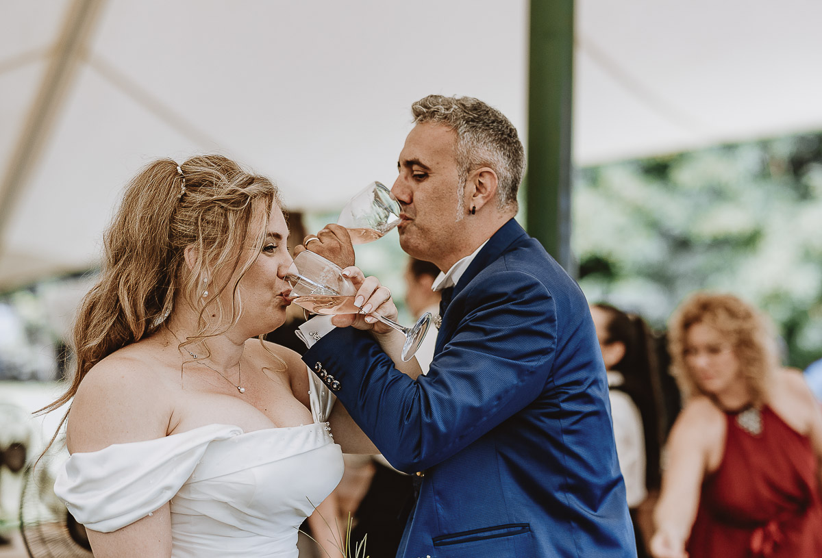 Fotografo Matrimonio in Piemonte. Ricevimento all'agriturismo Greppi di Crescentino (VC). Aperitivo. Brindisi degli sposi