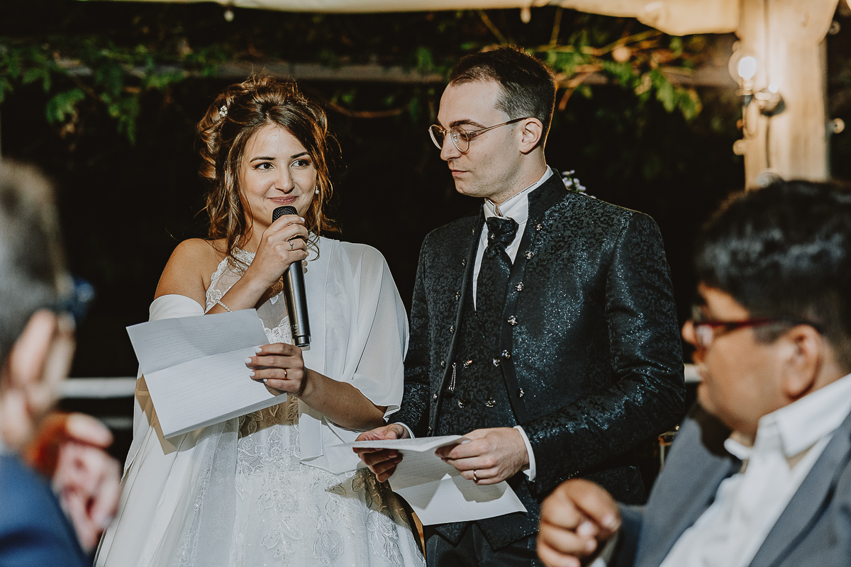 Matrimonio Lago di Candia. Ricevimento. Cena. Discorso della sposa.