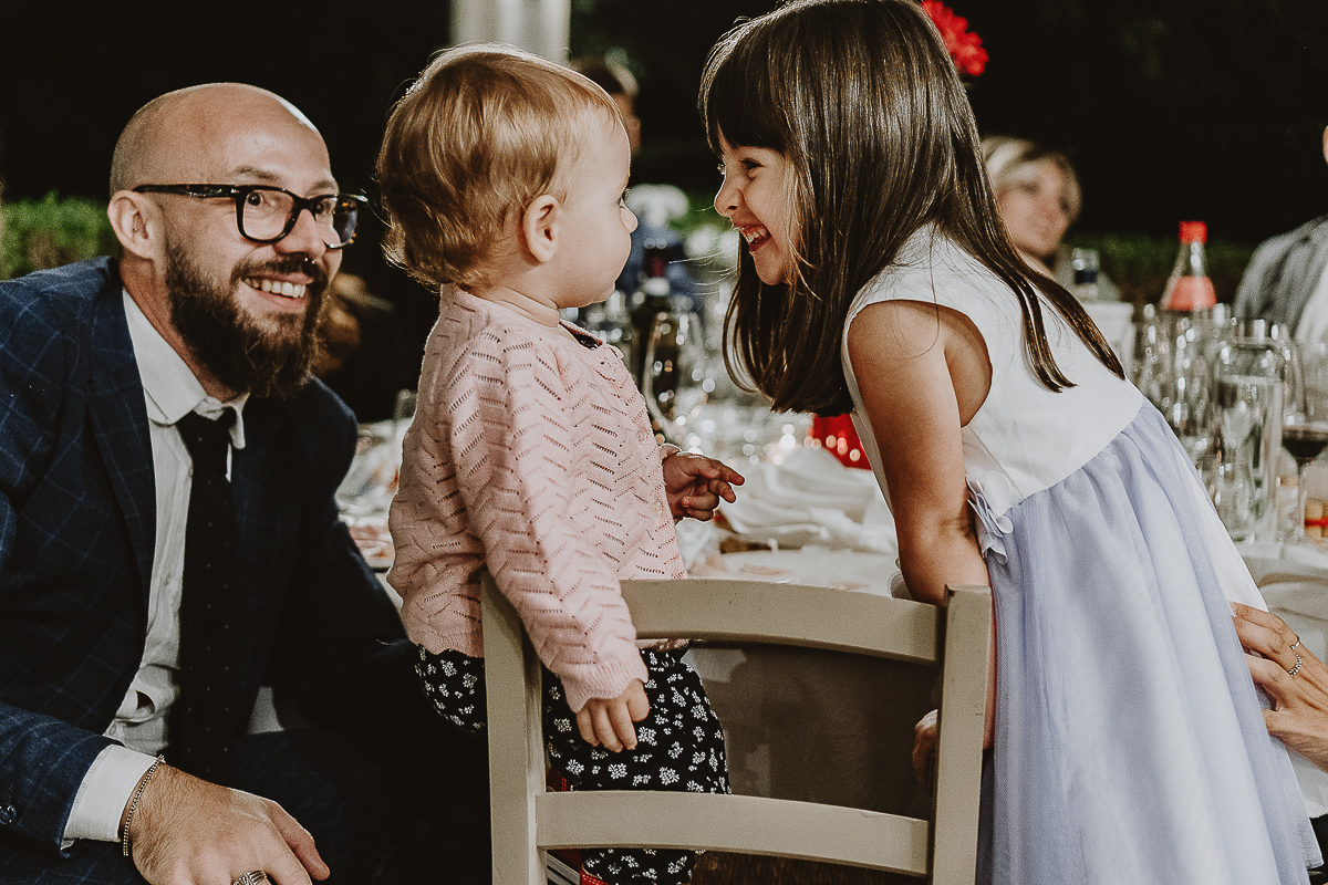 Matrimonio Lago di Candia. Ricevimento. Cena. Bambine