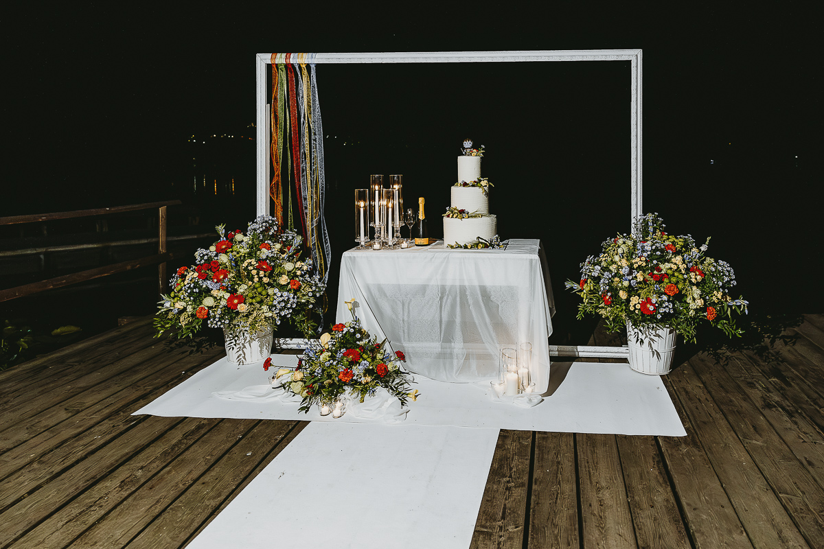 Matrimonio Lago di Candia. Torta nuziale.